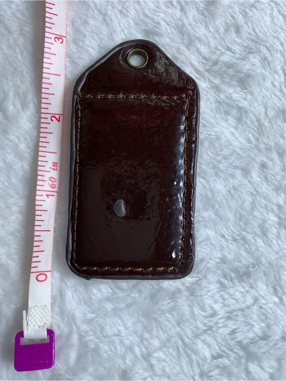 Brown Patent Leather Key Tag